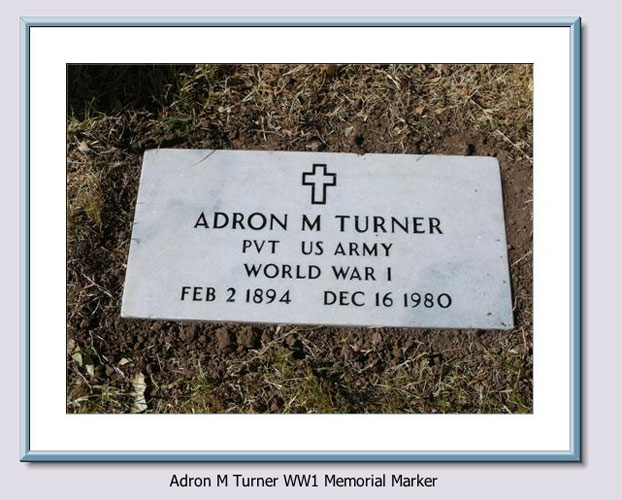<Adron M Turner WW1 Memorial Marker>