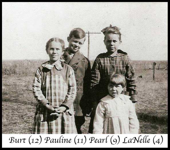 <Bert (12), Pauline (12), Pearl (9) and LaNelle (4)>