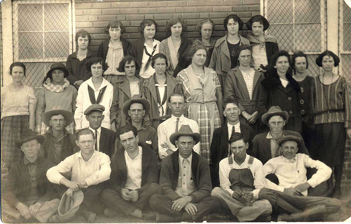 <Texola High School 1923
Burt Downer--first on the bottom row--left hand corner>