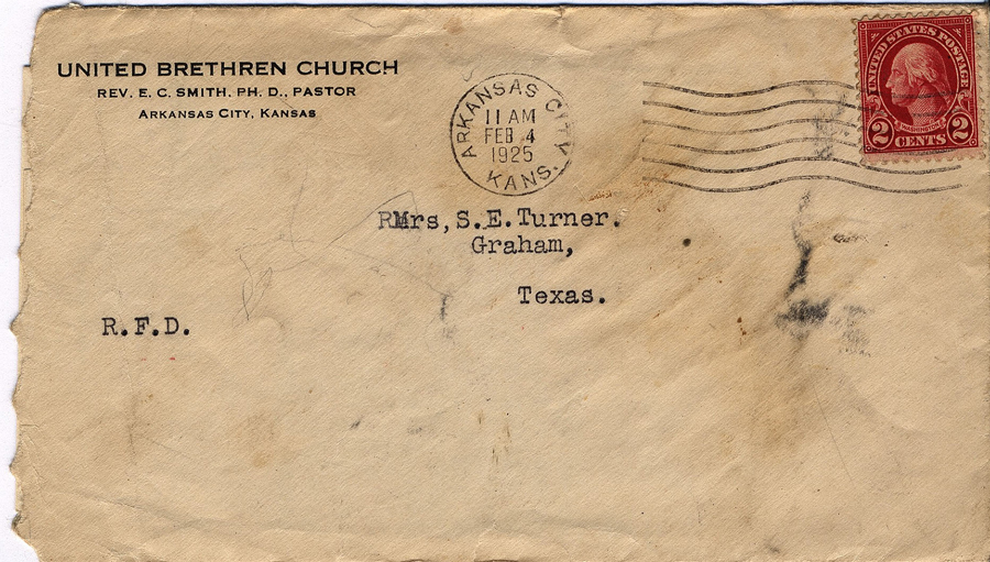 <united brethern church rev s. c. smith ph. d. pastor arkansas city, kansas 1925>