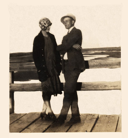 <Couple Standing on Bridge restored by terry>